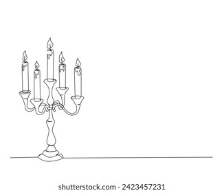 Continuous one line drawing of vintage candlestick stand. Candlestick stand single outline vector illustration. Editable stroke.