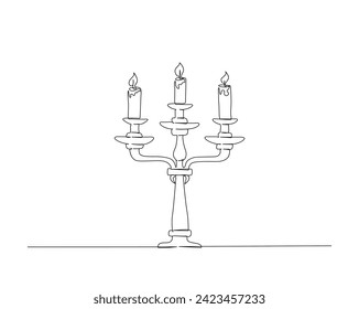 Continuous one line drawing of vintage candlestick stand. Candlestick stand single outline vector illustration. Editable stroke.