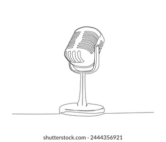 Continuous one line drawing of vintage microphone. retro microphone single outline design. Editable stroke.