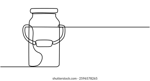 Continuous one line drawing of an vintage milk can, Picture of milk barrel illustration related to livestock Is a black and white picture for children to paint Used for teaching aids Assembling.