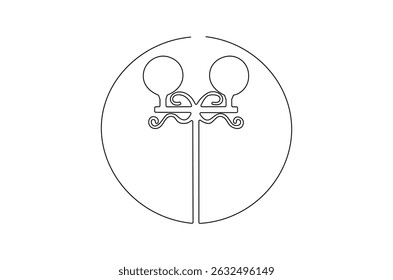 Continuous one line drawing of Vintage Garden Lamp. Single line drawing illustration of Street Lamp. Elegant street element and urban road concept vector art. Doodle line illustration.