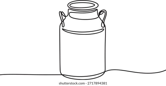Dibujo continuo de una línea de una lata de leche vintage, Dibujo continuo de una línea de una lata de leche vintage
