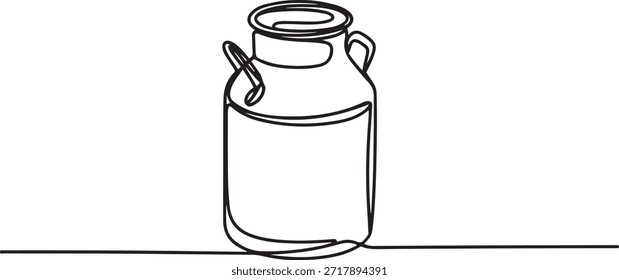 Continuous one line drawing of an vintage milk can, Continuous one line drawing of an vintage milk can. one line Icon drawing
