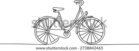 Continuous one line drawing vintage retro urban city bicycle, ecological sport transport. Relaxing bike for community. Healthy lifestyle by cycling. one line Icon drawing
