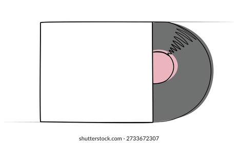Desenho contínuo de uma linha de registro de vinil. imagem vetorial