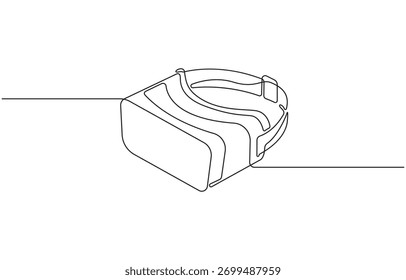 Desenho contínuo de uma linha Fone de ouvido de realidade virtual, óculos de arte de uma linha de realidade virtual, conceito de jogo virtual ilustração vetorial isolado em fundo transparente.