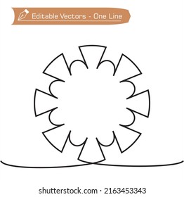 Continuous one line drawing of virus symbol. Vector Illustration COVID-19 symbol. Concept Coronavirus, virus silhouette on a white background.