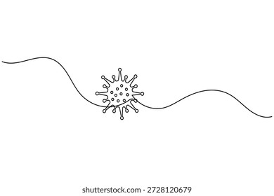 Kontinuierliche einzeilige Zeichnung einer Viruszelle minimalistisches Symbol