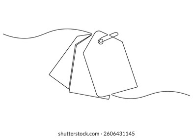 Continuous one line drawing of Voucher discount. Single line drawing illustration of Coupon discount. Shop and sale concept vector art. Doodle line illustration.