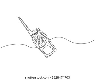 Continuous one line drawing of walkie talkie. One line drawing illustration of walkie talkie for communication. World telecommunication day concept single line. Editable outline