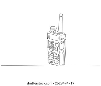 Continuous one line drawing of walkie talkie. One line drawing illustration of walkie talkie for communication. World telecommunication day concept single line. Editable outline