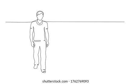 Continuous one line drawing. Walking man. Vector illustration