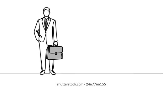 continuous one line drawing of walking businessman in suit.