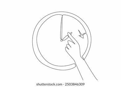 Continuous one line drawing the wall clock shows 2 o'clock when the hands holds the hour hand. Get ready to set the time. Forward. Daylight Saving Time. Single line draw design vector illustration