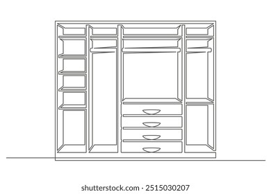Kontinuierliche einzeilige Zeichnung Kleiderschrank einzeln auf weißem Hintergrund. Vintage-Schrank für die Innenausstattung. Bearbeitbarer Strich. Vektorgrafik