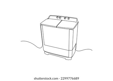 Continuous one line drawing washing machine. Home appliances concept. Single line draw design vector graphic illustration.