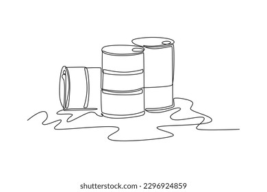 Continuous one line drawing waste oil. World environment day concept. Single line draw design vector graphic illustration.