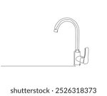 Continuous one line drawing of water faucet. One line drawing illustration of tap water. International handwashing day concept line art. Editable outline