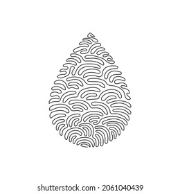 Continuous one line drawing water drop outline icon. linear style sign for mobile concept and web design. Drop of water symbol or logo. Swirl curl style. Single line draw graphic vector illustration