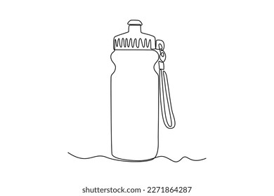 Botella de agua de una línea continua. El concepto de equipamiento de fitness. Ilustración gráfica vectorial de diseño de líneas simples.