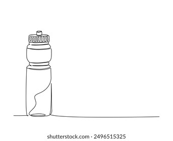 Dibujo continuo de una línea de botella de agua. Botella de agua de una sola línea de Ilustración vectorial.