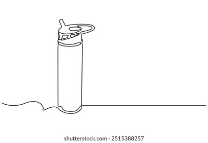 Kontinuierliche einzeilige Zeichnung der Wassergetränkflasche. Sportwasserflasche einzelne Linie Vektorgrafik. Plastikflasche durchgehende einzeilige Zeichnung des Designs Kontur Vektorgrafik
