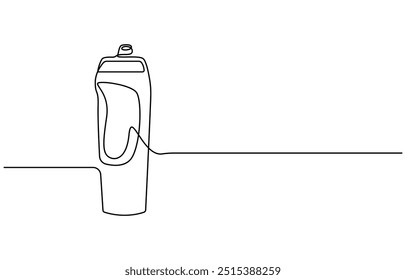 Dibujo continuo de una línea de botella de agua. Botella de agua deportiva de una sola línea de Ilustración vectorial. Botella de plástico continua de una línea de dibujo de diseño de Ilustración vectorial de contorno