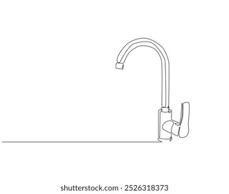 Dibujo continuo de una línea de grifo de agua. Ilustración de dibujo de una línea de agua del grifo. Concepto de día internacional de lavado de manos arte lineal. Esquema editable