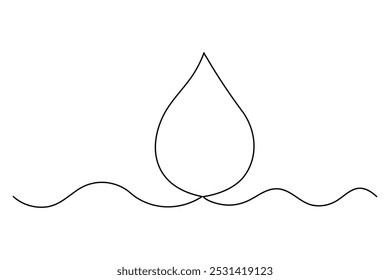 Une ligne continue dessin goutte d'eau art minimaliste
