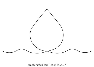 Une ligne continue dessin goutte d'eau art minimaliste
