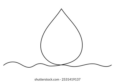 Une ligne continue dessin goutte d'eau art minimaliste
