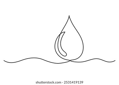 Une ligne continue dessin goutte d'eau art minimaliste
