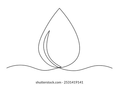 Une ligne continue dessin goutte d'eau art minimaliste
