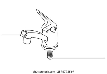 Continuous one line drawing of water faucet. One line drawing illustration of tap water. International handwashing day concept line art