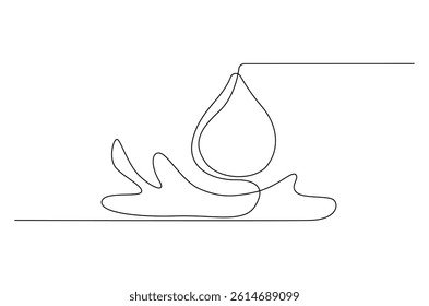 Continuous one line drawing of Water drop. Single line drawing illustration of Dropping water. Water concept vector art. Doodle line illustration.