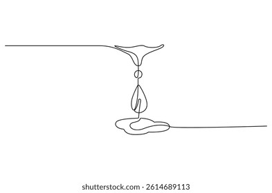 Continuous one line drawing of Water drop. Single line drawing illustration of Dropping water. Water concept vector art. Doodle line illustration.