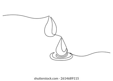 Continuous one line drawing of Water drop. Single line drawing illustration of Dropping water. Water concept vector art. Doodle line illustration.