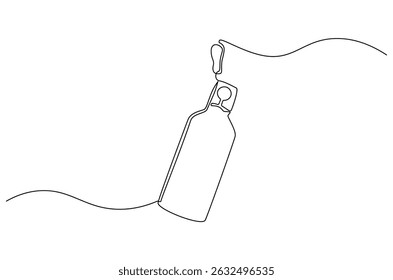 Continuous one line drawing of Water bottle mockup. Single line drawing illustration of Gym water container. Reusable stainless steel sport bottle concept vector art. Doodle line illustration.
