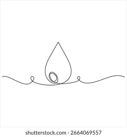 Ilustración vectorial de símbolo de forma de gota de agua de dibujo continuo de una línea