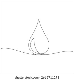 Continuous one line drawing water drop shape symbol vector illustration