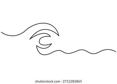 Onda contínua de uma linha que desenha a água esplandece onda.Onda marítima contínua um desenho de linha minimalista esboço vetor ilustração.Onda oceânica contínua uma linha que desenha o vetor ilustração.       