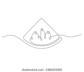 Continuous one line drawing of watermelon in minimalistic style.
