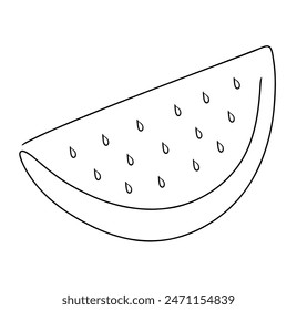 Kontinuierliche Einzeilenzeichnung von Wassermelonenschnitten. Doodle Vektorillustration