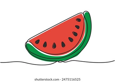 Continuous one line drawing of watermelon. Modern minimalist art. Vector