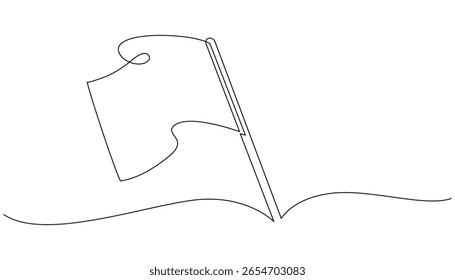 Continuous one line drawing of a waving flag. Minimalist vector illustration. Abstract national flag icon. Simple outline for design, symbol, identity or banner concept.