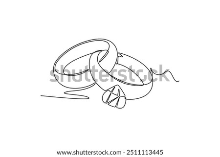 Continuous one line drawing wedding concept. Doodle vector illustration.