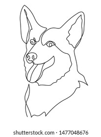 Continuous One Line Drawing Welsh Corgi Stock Vector (Royalty Free ...