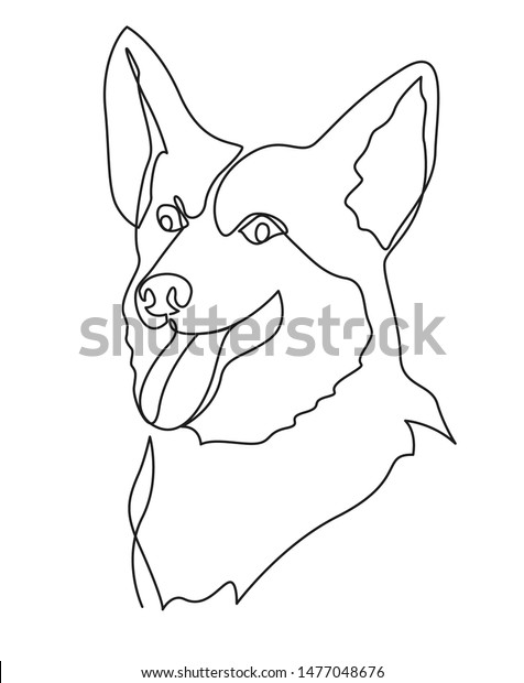 Continuous One Line Drawing Welsh Corgi Stock Vector (Royalty Free ...