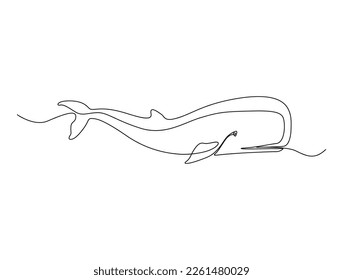 Dibujo continuo de una línea de ballena. Ilustración simple de la ilustración vectorial de la línea de ballena de cachalot