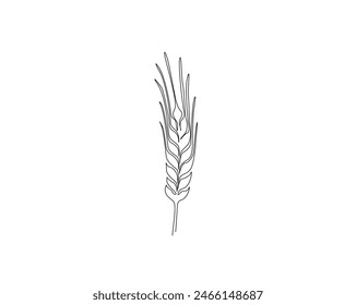 Continuous one line drawing of wheat. Barley or Rye outline vector illustration. Editable stroke.